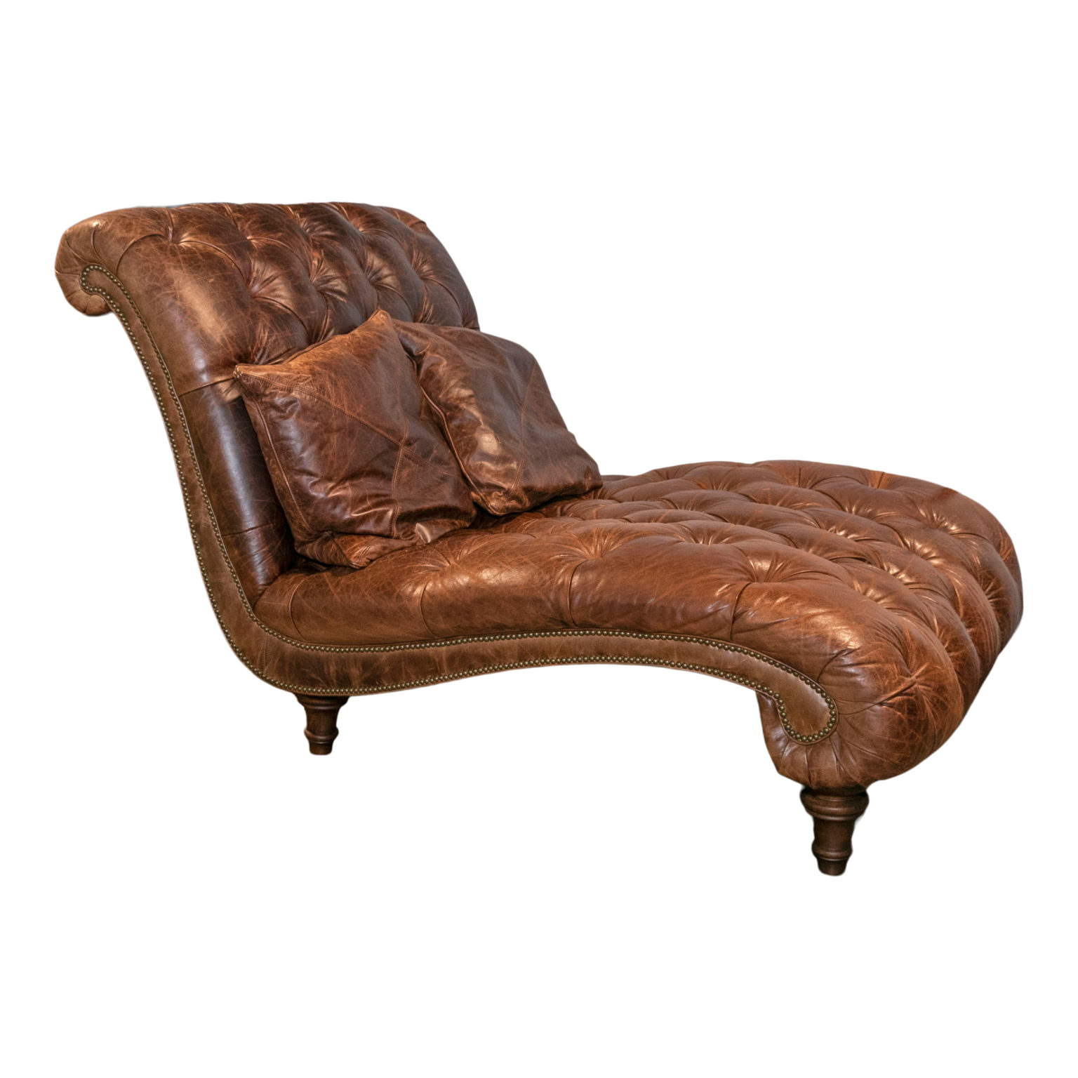 RESTORATION HARDWARE Chesterfield Style Leather Chaise Lounge ...