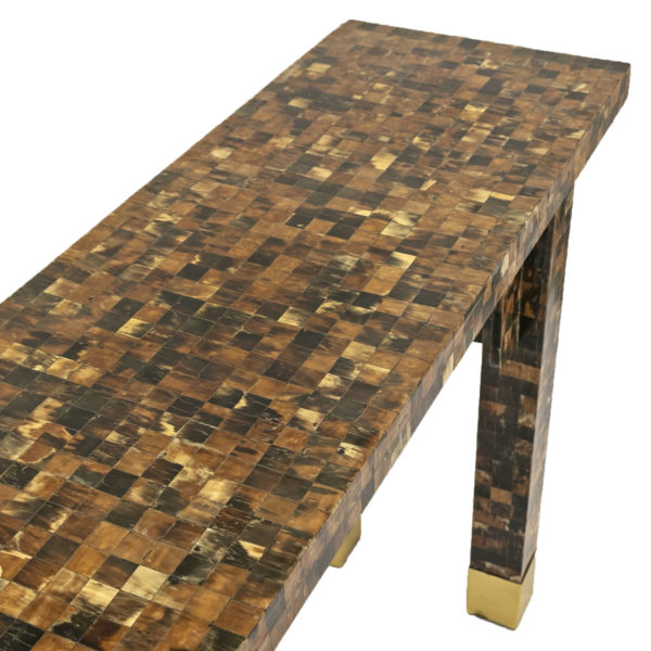 Tessellated Horn Console Table with Brass Details - Image 4