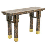 Tessellated Horn Console Table with Brass Details