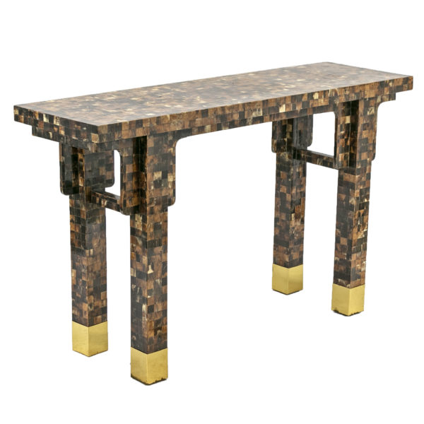 Tessellated Horn Console Table with Brass Details - Image 1