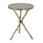 GLOBAL VIEWS Brass Twig Table with Black Granite Top