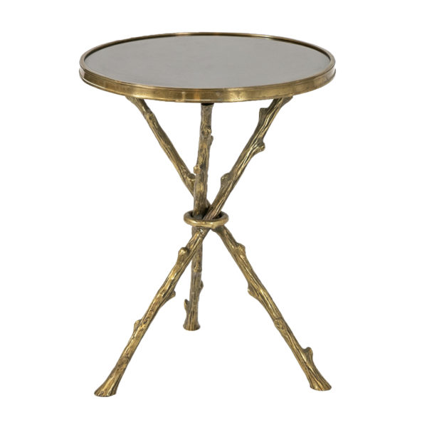 GLOBAL VIEWS Brass Twig Table with Black Granite Top - Image 1