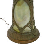 Antique Green Slag Glass Art Nouveau Style Lamp - Image 3