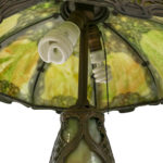 Antique Green Slag Glass Art Nouveau Style Lamp - Image 6