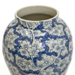 Blue and White Floral Lidded Urn with Foo Dog Finial - Image 4