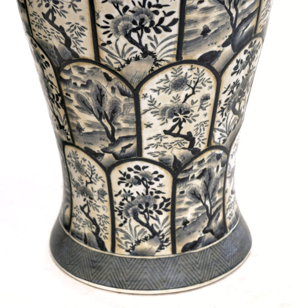 Pair of 24” Blue and White Ceramic Vases - Image 4