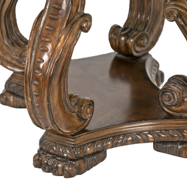 Mahogany Side Table on Ornate Scroll Base - Image 4