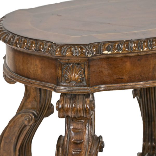 Mahogany Side Table on Ornate Scroll Base - Image 2