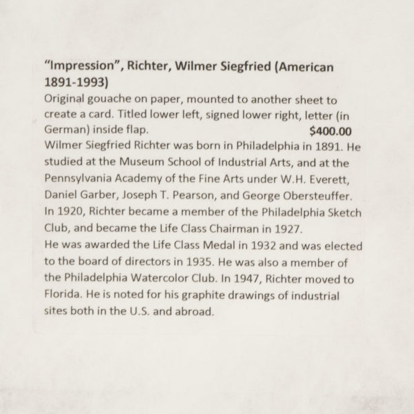 WILMER SIEGFRIED RICHTER (1891-1993) Original Gouache on Paper - Image 6