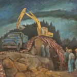 ROBERT MARTIN (1918-1998) Original Oil on Canvas “Construction Vehicles” - Image 2