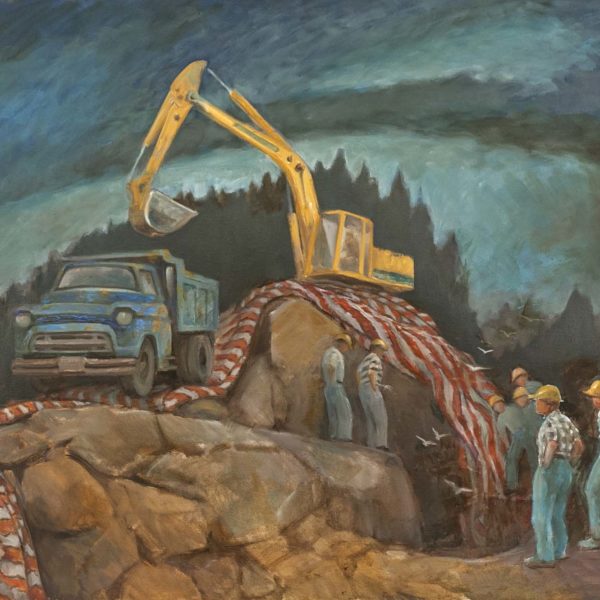 ROBERT MARTIN (1918-1998) Original Oil on Canvas “Construction Vehicles” - Image 2