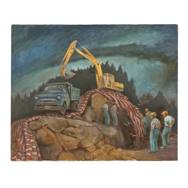 ROBERT MARTIN (1918-1998) Original Oil on Canvas “Construction Vehicles” - Image 1