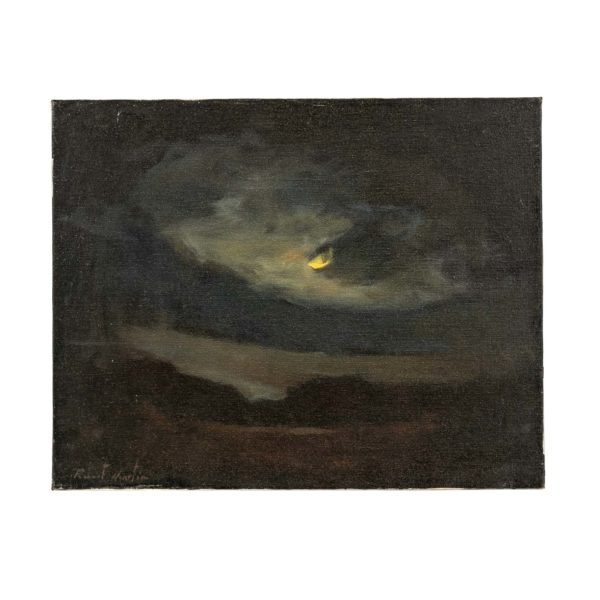 ROBERT MARTIN (1918-1998) Original Oil on Canvas “Peeking Moon” - Image 1