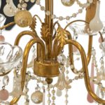 Gold Leaf 4 Light Chandelier with Murano Glass Drops - Image 4