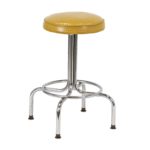Set of 4 Vintage Yellow Faux Leather Backless Stools on Casters - Image 2