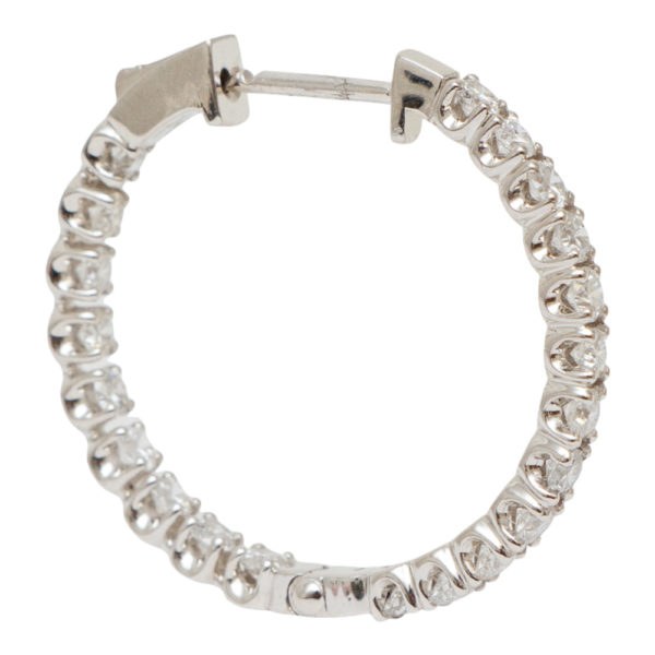 Pair of 2.62 Total Carat Diamond Hoop Earrings in 14 Karat Gold - Image 2