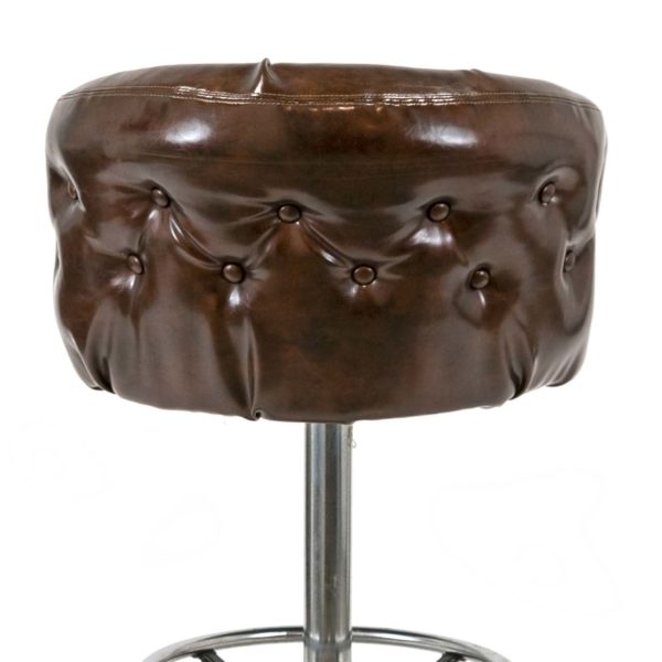Pair of Vintage CHROMCRAFT Tufted Brown Vinyl Bar Stools - Image 4