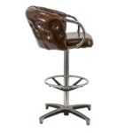 Pair of Vintage CHROMCRAFT Tufted Brown Vinyl Bar Stools - Image 2