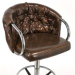 Pair of Vintage CHROMCRAFT Tufted Brown Vinyl Bar Stools - Image 3