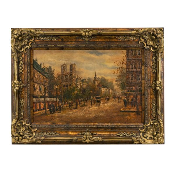 Original Oil Painting of a French Impressionist Street Scene - Signed - Image 1