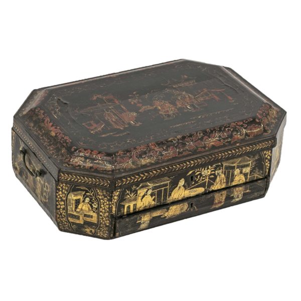 Antique Chinese Lacquer Sewing Box - Image 1