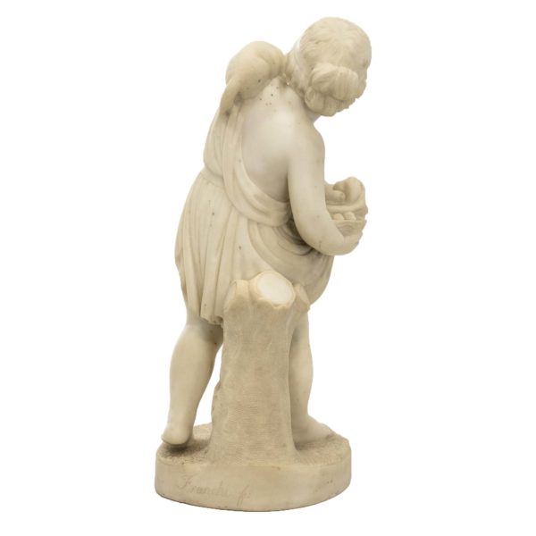 Italian Marble Sculpture of Child with Cat - Image 2
