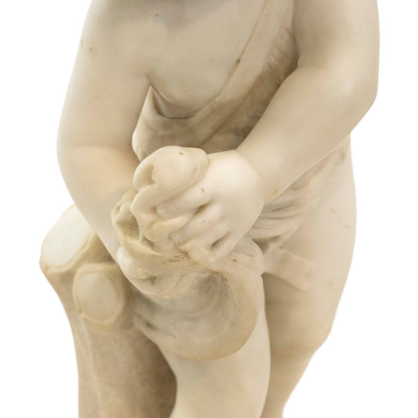 Italian Marble Sculpture of Child with Cat - Image 5