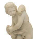 Italian Marble Sculpture of Child with Cat - Image 3