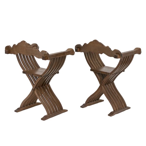 Pair of Reproduction SAVONAROLA Chairs with Accent Pillows - Image 4