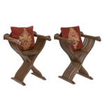 Pair of Reproduction SAVONAROLA Chairs with Accent Pillows - Image 2