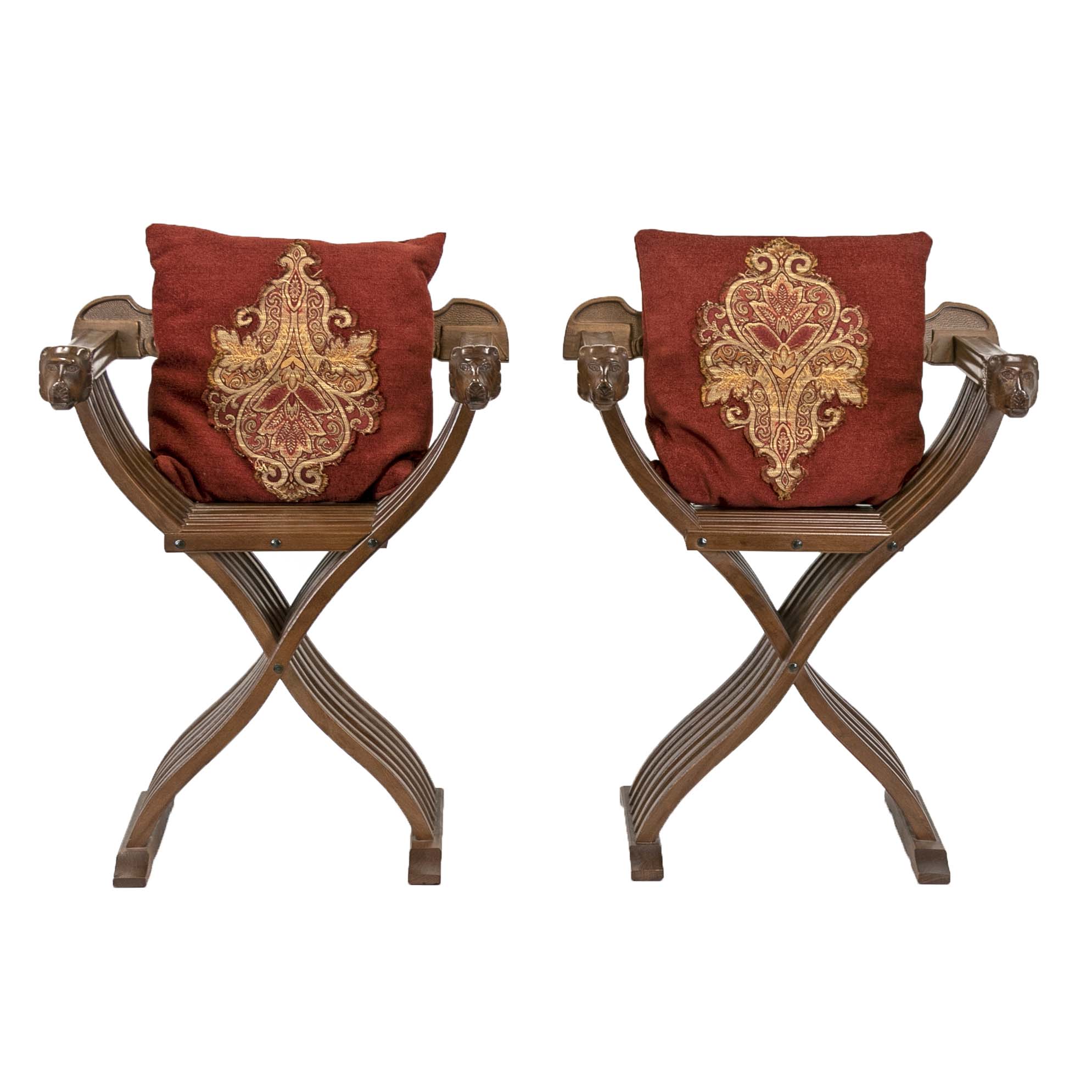 Pair of Reproduction SAVONAROLA Chairs with Accent Pillows Pair of Reproduction SAVONAROLA Chairs with Accent Pillows