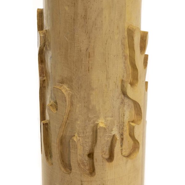 Carved Pine Floor Lamp with Burlap Shade - Image 4