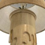 Carved Pine Floor Lamp with Burlap Shade - Image 3
