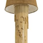 Carved Pine Floor Lamp with Burlap Shade - Image 2