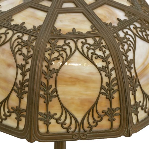Antique Art Nouveau Slag Glass Lamp - Image 3