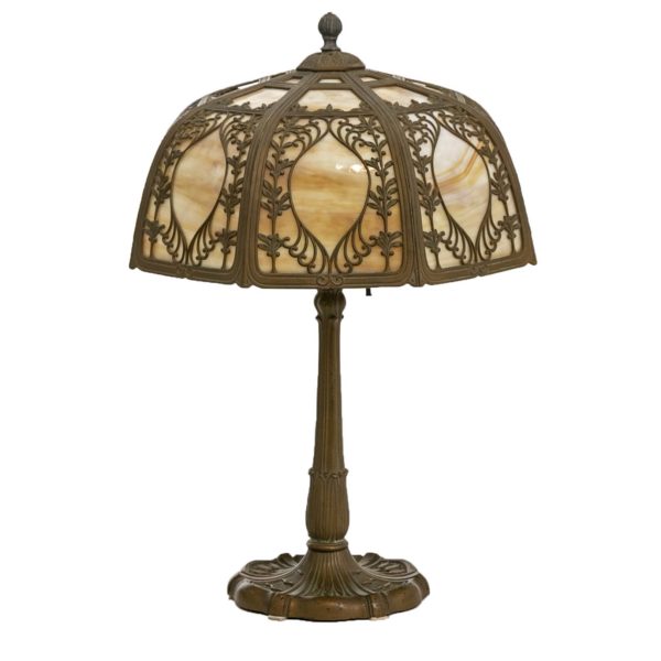 Antique Art Nouveau Slag Glass Lamp - Image 1