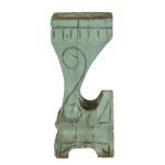 Carved Tree Trunk Pedestal in Painted Turquoise - Image 2