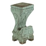 Carved Tree Trunk Pedestal in Painted Turquoise