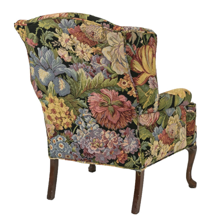 Needlepoint Style Floral Upholstered Wing Chair | Grandview Mercantile