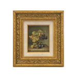 Signed G. CLOUET Original Oil Still Life on Board in Ornate Gold Frame