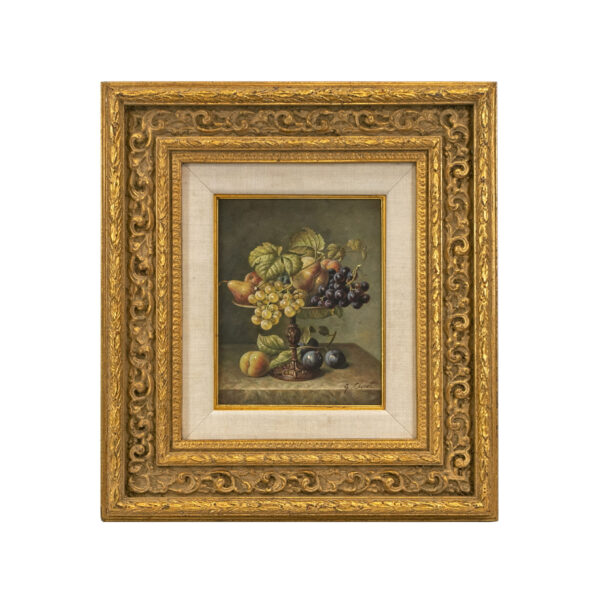 Signed G. CLOUET Original Oil Still Life on Board in Ornate Gold Frame - Image 1