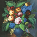 Original Floral Still Life on Canvas in Black and Gold Frame - Image 2