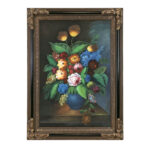 Original Floral Still Life on Canvas in Black and Gold Frame