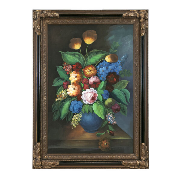 Original Floral Still Life on Canvas in Black and Gold Frame - Image 1