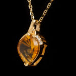 Designer Cut Citrine Diamond Pendant Necklace in 14 Karat Gold - Image 3