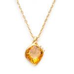 Designer Cut Citrine Diamond Pendant Necklace in 14 Karat Gold