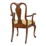 Set of 10 Queen Anne Cherry Dining Chairs with Gold Upholstery Seats - Image 5