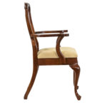Set of 10 Queen Anne Cherry Dining Chairs with Gold Upholstery Seats - Image 4