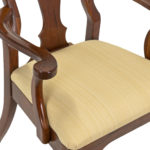 Set of 10 Queen Anne Cherry Dining Chairs with Gold Upholstery Seats - Image 7