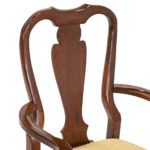 Set of 10 Queen Anne Cherry Dining Chairs with Gold Upholstery Seats - Image 6